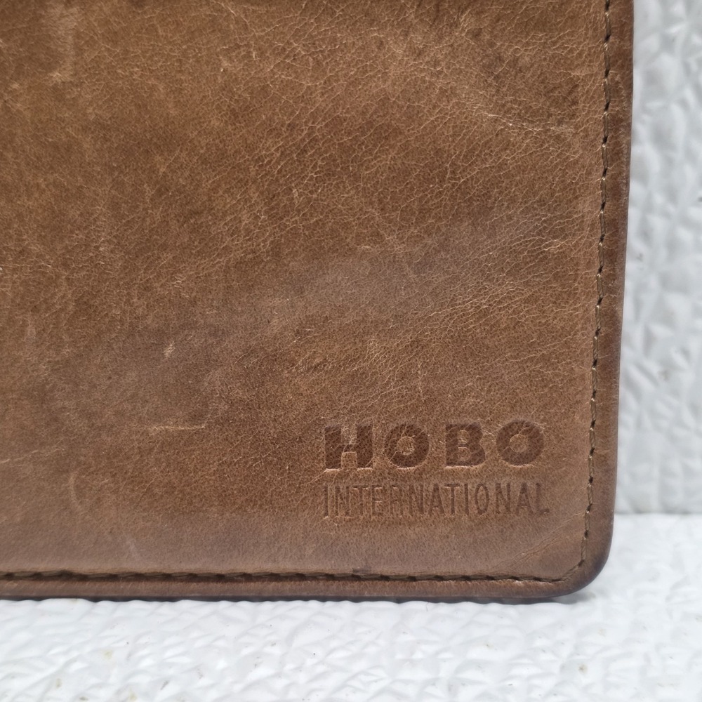 HOBO Rich Brown Euro Slide Wallet Card Stacker ID Case Leather Zip - Picture 5 of 12